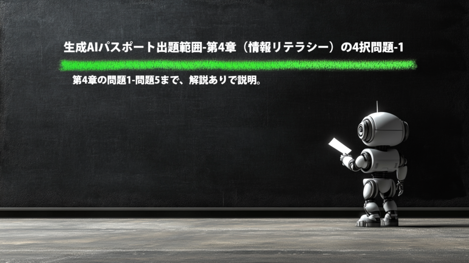 生成AIパスポート出題範囲-第4章（情報リテラシー）の4択問題-1